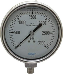 Wika - 4" Dial, 1/4 Thread, 0-3,000 Scale Range, Pressure Gauge - Lower Connection Mount, Accurate to 1% of Scale - All Tool & Supply