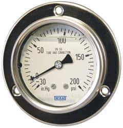 Wika - 2-1/2" Dial, 1/4 Thread, 0-30 Scale Range, Pressure Gauge - Lower Back Connection Mount, Accurate to 2-1-2% of Scale - All Tool & Supply