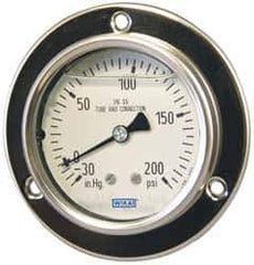 Wika - 2-1/2" Dial, 1/4 Thread, 0-2,000 Scale Range, Pressure Gauge - Lower Back Connection Mount, Accurate to 2-1-2% of Scale - All Tool & Supply