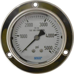 Wika - 2-1/2" Dial, 1/4 Thread, 0-5,000 Scale Range, Pressure Gauge - Lower Back Connection Mount, Accurate to 2-1-2% of Scale - All Tool & Supply