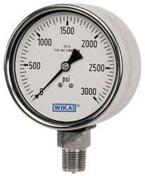 Wika - 2-1/2" Dial, 1/4 Thread, 30-0-30 Scale Range, Pressure Gauge - Lower Back Connection Mount, Accurate to 2-1-2% of Scale - All Tool & Supply