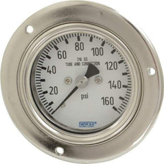 Wika - 2-1/2" Dial, 1/4 Thread, 0-160 Scale Range, Pressure Gauge - Lower Back Connection Mount, Accurate to 2-1-2% of Scale - All Tool & Supply