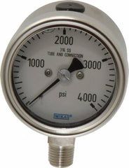 Wika - 2-1/2" Dial, 1/4 Thread, 0-4,000 Scale Range, Pressure Gauge - Lower Connection Mount, Accurate to 2-1-2% of Scale - All Tool & Supply