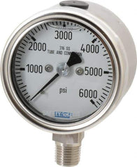 Wika - 2-1/2" Dial, 1/4 Thread, 0-6,000 Scale Range, Pressure Gauge - Lower Connection Mount, Accurate to 2-1-2% of Scale - All Tool & Supply