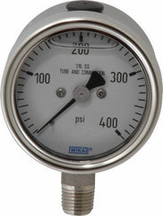 Wika - 2-1/2" Dial, 1/4 Thread, 400 Scale Range, Pressure Gauge - Lower Connection Mount, Accurate to 2-1-2% of Scale - All Tool & Supply