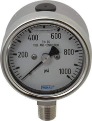 Wika - 2-1/2" Dial, 1/4 Thread, 1,000 Scale Range, Pressure Gauge - Lower Connection Mount, Accurate to 2-1-2% of Scale - All Tool & Supply