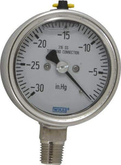 Wika - 2-1/2" Dial, 1/4 Thread, 30 Scale Range, Pressure Gauge - Lower Connection Mount, Accurate to 2-1-2% of Scale - All Tool & Supply