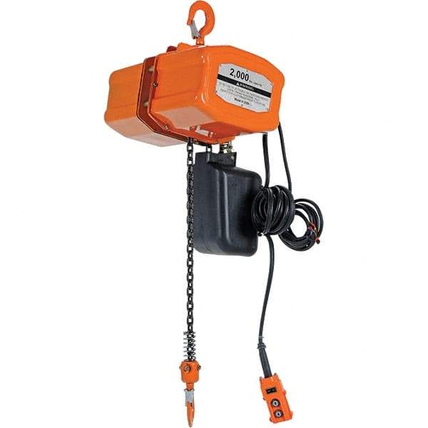 Vestil - 1 Ton Capacity, 17 FPM Lift Speed, 230 Volt, Electric Chain Hoist - 2.1 Output hp, 15' Max Lift - All Tool & Supply