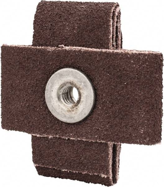 Made in USA - 60 Grit, Medium Grade, Aluminum Oxide Cross Pad - 2" Long x 1" Wide x 1" Thick, Cloth Backed, X Backing Weight, 10 Ply, 24,000 Max RPM - All Tool & Supply