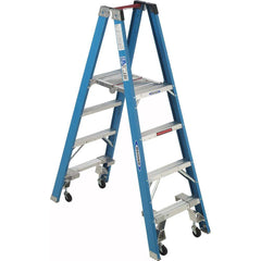 Werner - Step Ladders; Type: Twin Step Ladder ; Height (Feet): 4 ; Industry Rating: Type I ; Load Capacity (Lb.): 250.000 ; Material: Fiberglass ; Number of Steps / Rungs: 4 - Exact Industrial Supply