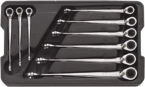 GearWrench - 9 Piece, 5/16" to 3/4", 12 Point Ratcheting Combination Wrench/X-Beam Set - Inch Measurement Standard, Chrome Finish, Comes in Plastic Tray - All Tool & Supply