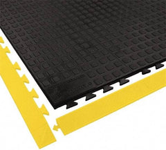 Wearwell - 5' Long x 3' Wide x 5/8" Thick, Anti-Fatigue Modular Matting Ramp Edge - Female, 1 Interlocking Side, Yellow, For Dry Areas, Series 502 - All Tool & Supply