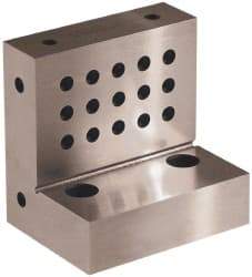 Suburban Tool - 4" Wide x 4" Deep x 3" High Steel Precision-Ground Angle Plate - Standard Plate, Machined Holes on Surface, Open End, 1-1/8" Thick, Single Plate - All Tool & Supply