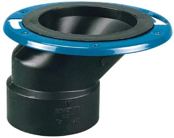 NIBCO - 4 x 3" Pipe, 5-3/8" OD, ABS Offset Adjustable Closet Flange - 180° Max Working Temp, Hub End Connections - All Tool & Supply