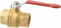 Value Collection - 1-1/2" Pipe, Full Port, Brass UL Listed Ball Valve - 1 Piece, Inline - One Way Flow, FNPT x FNPT Ends, Lever Handle, 600 WOG, 150 WSP - All Tool & Supply