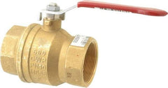 Value Collection - 2" Pipe, Full Port, Brass UL Listed Ball Valve - 1 Piece, Inline - One Way Flow, FNPT x FNPT Ends, Lever Handle, 600 WOG, 150 WSP - All Tool & Supply