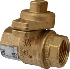 Value Collection - 3/4" Pipe, Brass, Straight without Side Tap, Gas Ball Valve - 600 psi WOG Rating, Locking Cap Handle, FNPT x FNPT End Connections, 1 Piece - All Tool & Supply