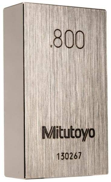 Mitutoyo - 0.8" Rectangular Steel Gage Block - Accuracy Grade 0, Includes Certificate of Inspection - All Tool & Supply