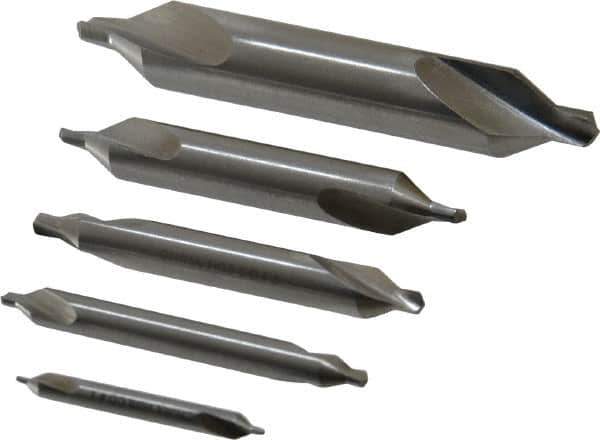 Interstate - 5 Piece, #1 to 5, Plain Edge, Cobalt Combo Drill & Countersink Set - 60° Incl Angle, Double End - All Tool & Supply
