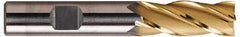 Interstate - 1-1/4", 2" LOC, 1" Shank Diam, 4-1/2" OAL, 6 Flute, High Speed Steel Square End Mill - Single End, TiN Finish, Spiral Flute, 30° Helix, Right Hand Cut, Right Hand Flute - All Tool & Supply