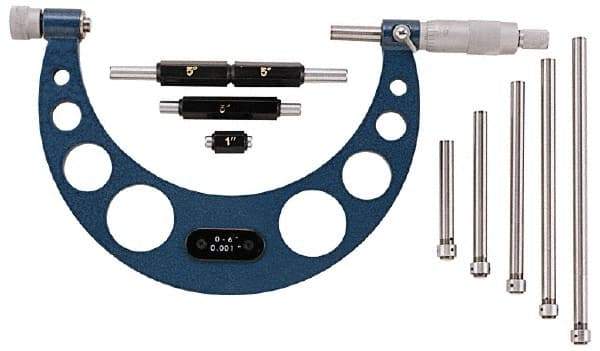 Value Collection - 12 to 16" Range, 0.001" Graduation, Mechanical Outside Micrometer - Ratchet Stop Thimble - All Tool & Supply