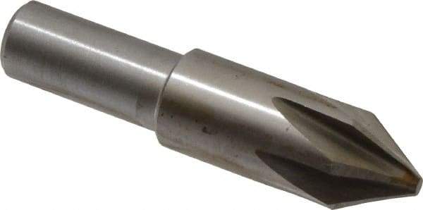 Interstate - 5/8" Head Diam, 1/2" Shank Diam, 6 Flute 60° Cobalt Countersink - Bright Finish, 2-3/4" OAL, Single End, Straight Shank, Right Hand Cut - All Tool & Supply