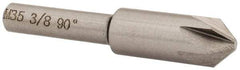 Interstate - 3/8" Head Diam, 1/4" Shank Diam, 6 Flute 90° Cobalt Countersink - Bright Finish, 2" OAL, Single End, Straight Shank, Right Hand Cut - All Tool & Supply