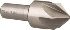 Interstate - 1-1/4" Head Diam, 3/4" Shank Diam, 6 Flute 90° Cobalt Countersink - Bright Finish, 3-3/8" OAL, Single End, Straight Shank, Right Hand Cut - All Tool & Supply