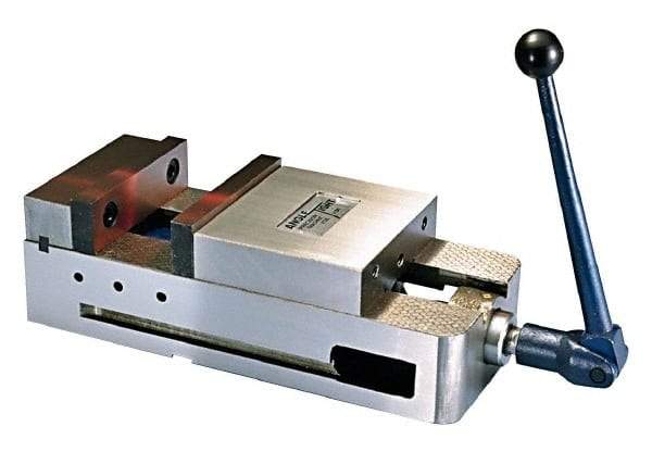 Interstate - 6" Jaw Width, 5-1/2" Jaw Opening Capacity, Horizontal Stationary Machine Vise - Manual Operation, 6,600 Lb Capacity, 1 Station, 17" Long x 4.8" High x 1-3/4" Deep, 1-3/4" Jaw Height, Ductile Iron - All Tool & Supply