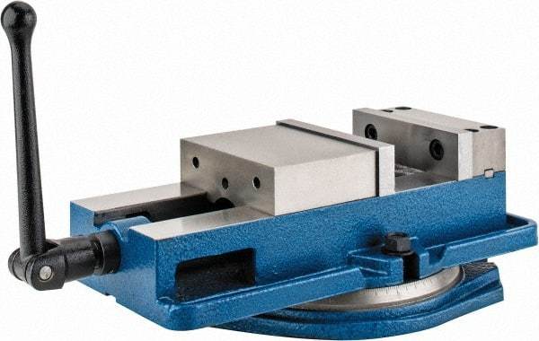 Interstate - 6" Jaw Width, 7-1/2" Jaw Opening Capacity, Horizontal Swivel Machine Vise - Manual Operation, 6,600 Lb Capacity, 1 Station, 16-3/4" Long x 4-3/8" High x 1-1/2" Deep, 1-1/2" Jaw Height - All Tool & Supply