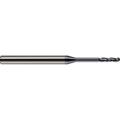 Ball End Mill: 0.25″ Dia, 1.5″ LOC, 3 Flute, Solid Carbide 4″ OAL, 1/4″ Shank Dia, 30 ° Helix, AlTiN Coated, Single End