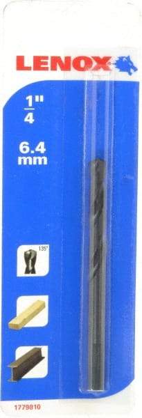 Lenox - 1/4" Pin Diam, 3-1/4" Long High Speed Steel Pilot Drill - 1-1/4 to 6" Tool Diam Compatibility, Compatible with Hole Cutters - All Tool & Supply