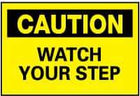 NMC - "Caution - Watch Your Step", 10" Long x 14" Wide, Fiberglass Safety Sign - Rectangle, 0.095" Thick, Use for Accident Prevention - All Tool & Supply