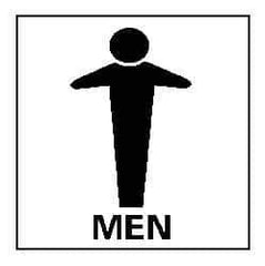 NMC - "Men", 7" Long x 7" Wide, Rigid Plastic Safety Sign - Square, 0.05" Thick, Use for Restroom, Janitorial & Housekeeping - All Tool & Supply