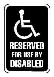 NMC - "Reserved for Use by Disabled", "Handicapped Symbol", 12" Wide x 18" High, Aluminum Parking Lot Traffic Signs - 0.063" Thick, White on Blue, Rectangle, Post Mount - All Tool & Supply