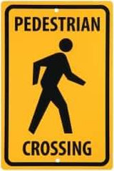 NMC - "Pedestrian Crossing", 12" Wide x 18" High, Aluminum Traffic Control Signs - 0.063" Thick, Black on Yellow, Rectangle, Post Mount - All Tool & Supply