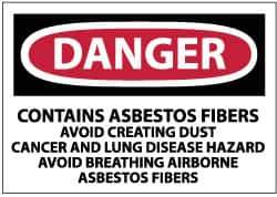 NMC - "Danger - Contains Asbestos Fibers - Avoid Creating Dust - Cancer and Lung Disease Hazard - Avoid Breathing Airborne...", 3" Long x 5" Wide, Pressure-Sensitive Vinyl Safety Sign - Rectangle, 0.004" Thick, Use for Hazardous Materials - All Tool & Supply