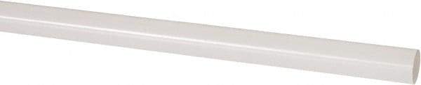 Made in USA - 8' Long, 1/2" Diam, PVDF Plastic Rod - White - All Tool & Supply