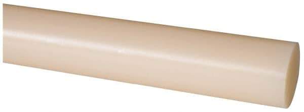 Made in USA - 8' Long, 1-3/8" Diam, Nylon 6/6 Plastic Rod - Natural (Color) - All Tool & Supply