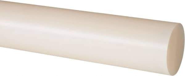 Made in USA - 8' Long, 1-1/2" Diam, Nylon 6/6 Plastic Rod - Natural (Color) - All Tool & Supply