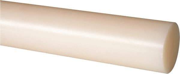 Made in USA - 4' Long, 1-7/8" Diam, Nylon 6/6 Plastic Rod - Natural (Color) - All Tool & Supply