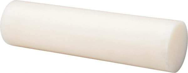 Made in USA - 1' Long, 4" Diam, Nylon 6/6 Plastic Rod - Natural (Color) - All Tool & Supply