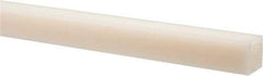 Made in USA - 2 Ft. Long x 7/8 Inch Wide x 7/8 Inch High, Nylon, Square Plastic Bar - Natural - All Tool & Supply