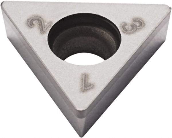 Seco - TCGW21.51 Grade CBN200 PCBN Turning Insert - Uncoated, 60° Triangle, 1/4" Inscr Circle, 3/32" Thick, 1/64" Corner Radius - All Tool & Supply