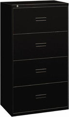 Basyx - 36" Wide x 53-1/4" High x 19-1/4" Deep, 4 Drawer Lateral File - Steel, Black - All Tool & Supply