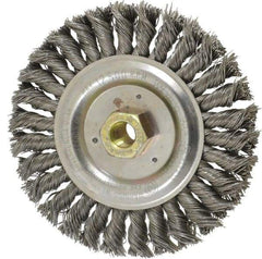 Weiler - 6" OD, 5/8" Arbor Hole, Stringer Bead Steel Wheel Brush - 1/2" Face Width, 1-1/8" Trim Length, 0.02" Filament Diam, 12,500 RPM - All Tool & Supply