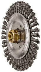 Weiler - 5" OD, 5/8" Arbor Hole, Stringer Bead Steel Wheel Brush - 3/16" Face Width, 7/8" Trim Length, 0.02" Filament Diam, 12,500 RPM - All Tool & Supply