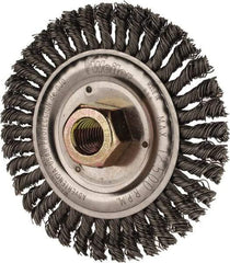 Weiler - 4-1/2" OD, 5/8" Arbor Hole, Stringer Bead Steel Wheel Brush - 3/16" Face Width, 13/16" Trim Length, 0.02" Filament Diam, 15,000 RPM - All Tool & Supply