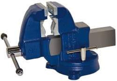 Gibraltar - 3-1/2" Jaw Width x 4" Jaw Opening Capacity, 4-1/2" Throat Depth, Bench & Pipe Combination Vise - 1/8 to 2-1/2" Pipe Capacity, Swivel Base, Bolt Down Attachment, Ductile Iron - All Tool & Supply