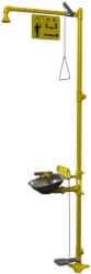 Bradley - 1-1/4" Inlet, 26 GPM shower Flow, Drench shower & Eyewash Station - Bowl, Triangular Pull Rod, Push Flag & Foot Treadle Activated, Galvanized Steel Pipe, Plastic Shower Head, 0.4 GPM Bowl Flow, Corrosion Resistant, Top or Mid Supply - All Tool & Supply